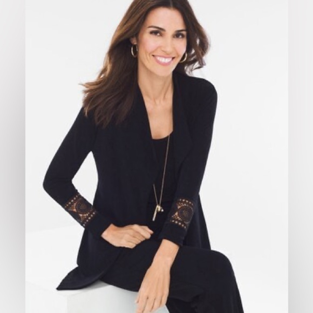 Chico's Travelers Classic Lace-Cuff
Detail Jacket Black 12